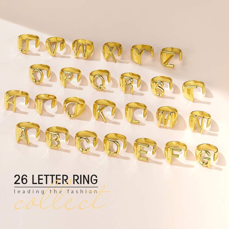 KeyStyle S Initial Rings for Women, GoldChic Jewelry Gold Bold Letter Ring With Alphabet S, Adjustable 14k Gold Plated Rings for Hip Hop Dancer - Image 3